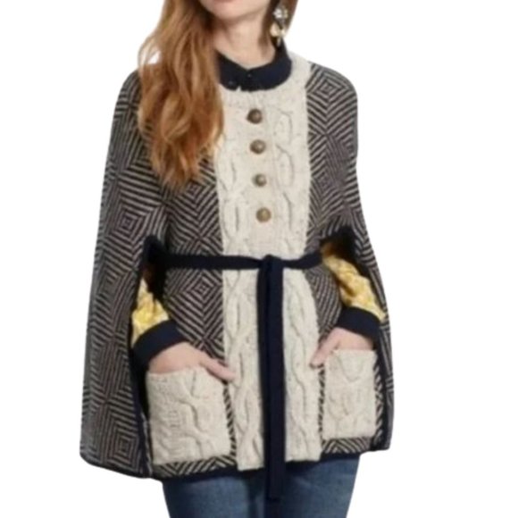 Anthropologie Sweaters - Anthropologie cable knit poncho style sweater cape M/L